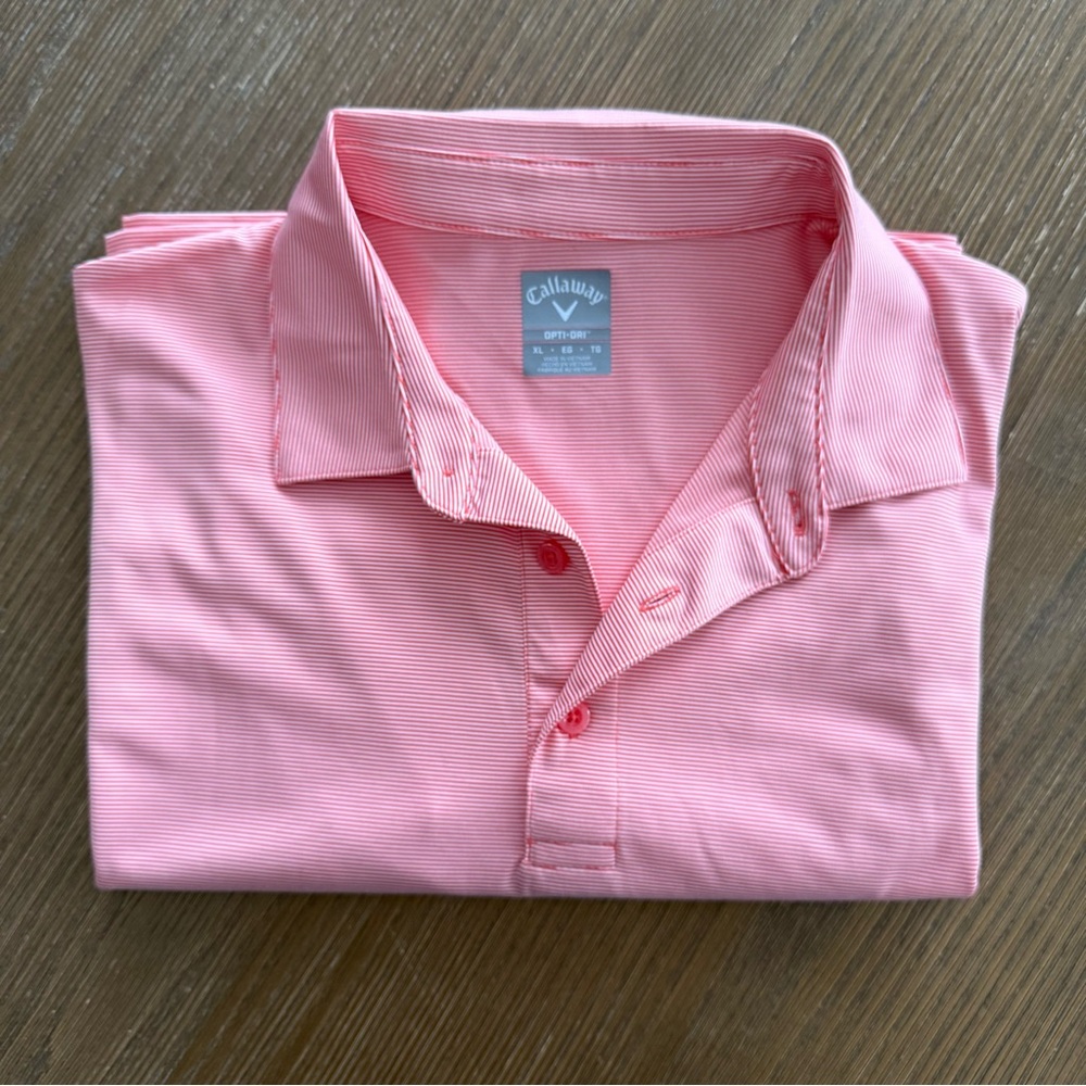Callaway Men's Striped Pink Polo Shirt